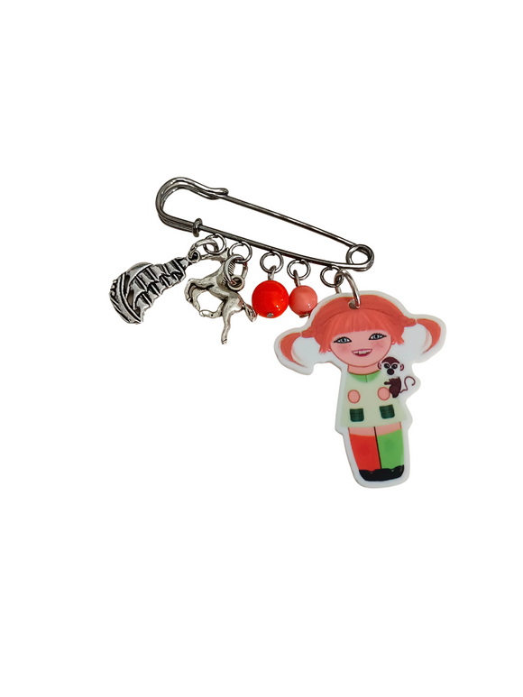 Broche imperdible Kokeshi Pippi