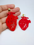 Pendientes Corazón anatómico rojo