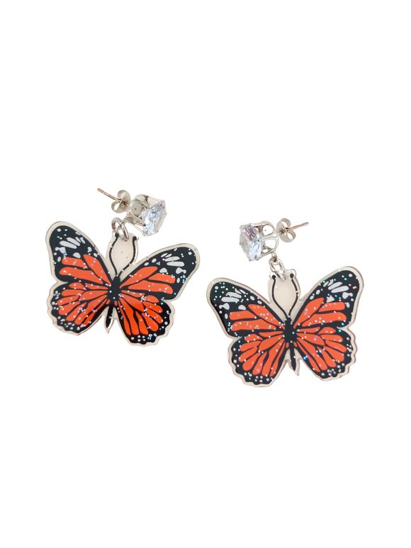 Pendientes Mariposa Monarca roja