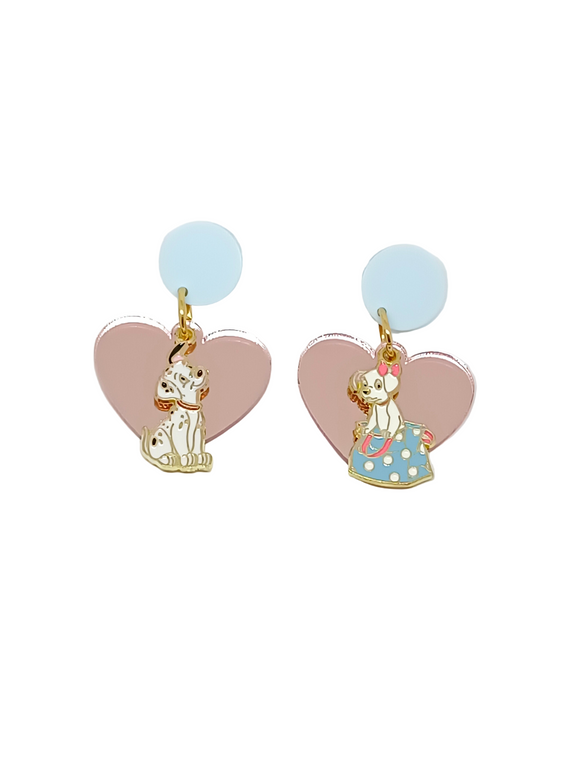 Dalmatian and heart earrings