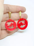 Red canary hoop earrings 