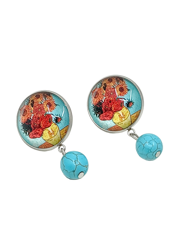 Pendientes Los girasoles de Van Gogh