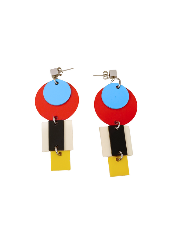 Pendientes Composición de color estilo Mondrian