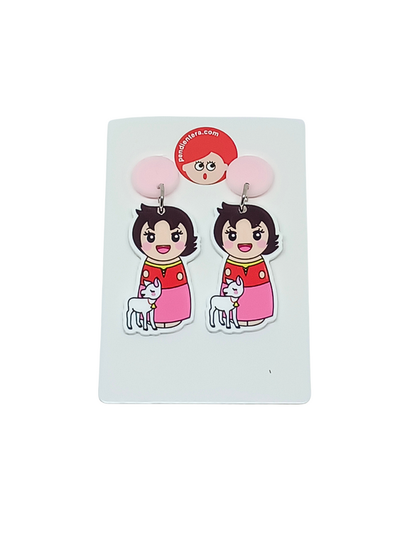 Heidi and Snowflake Kokeshi Earrings