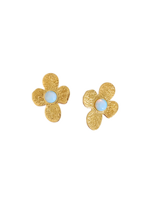 Pendientes Flores doradas y piedras luna