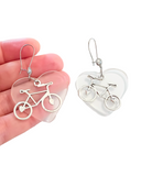 Pendientes Bicicleta y corazón transparente