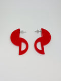 Pendientes Art Déco ondas rojas