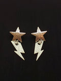 Pendientes Rayo blanco y estrellas