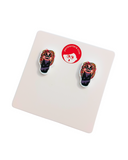 Pendientes minis botón Kokeshi Bruja Avería
