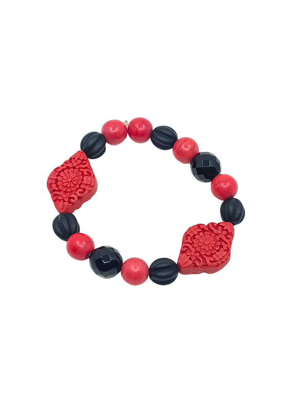 Pulsera elástica roja y negra Flamenca 2.0