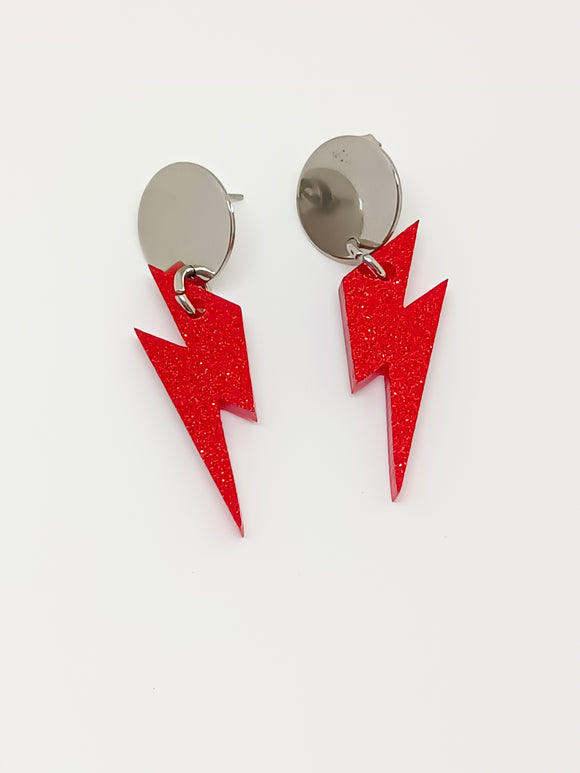 Red glitter rays earrings