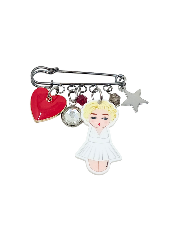 Broche imperdible Kokeshi Marilyn