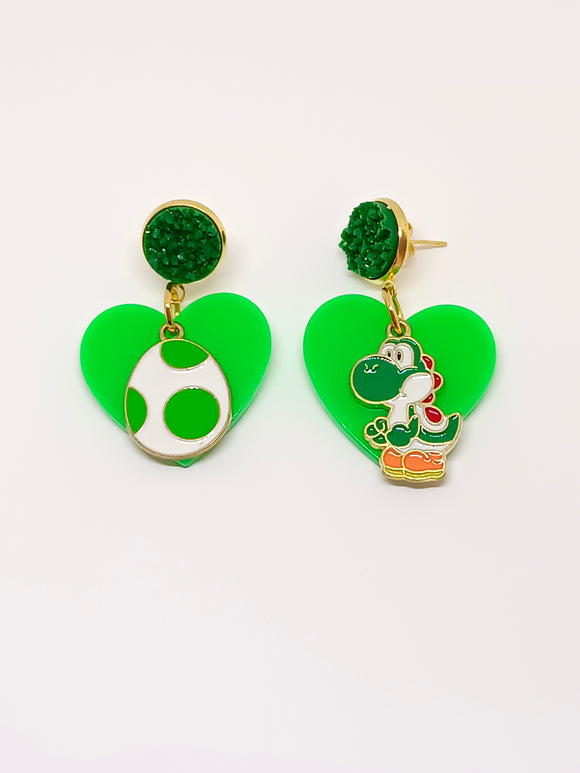 Pendientes Yoshi y corazón