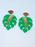 Pendientes Loros y monstera