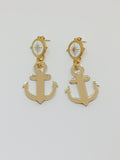 Golden mirror anchor earrings