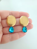 Pendientes glam Arte déco Óvalo azul