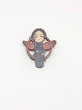 Kokeshi Katniss wooden brooch