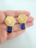 Pendientes glam Arte déco azul ultramar