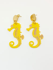 Yellow Seahorse Earrings