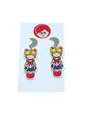 Kokeshi Warrior Moon Earrings