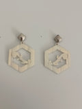 Pendientes argollas canarias hexagonales blanco nacarado