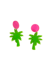 Pendientes Palmeras neón verde y rosa