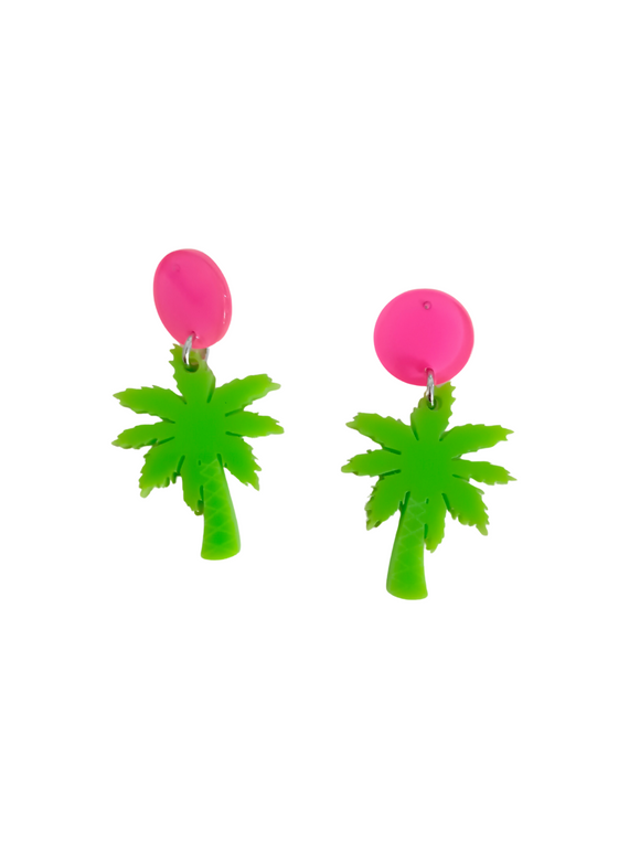 Pendientes Palmeras neón verde y rosa
