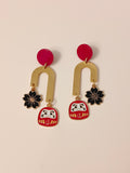 Pendientes Daruma y sakura