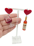 Pendientes Corazón y vino