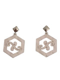 Pendientes argollas canarias hexagonales rosa nacarado