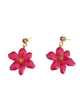 Pendientes Flores doradas y fucsias