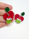 Pendientes corazones Grinch