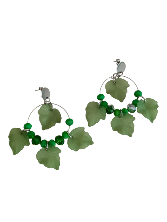 Pendientes aros Hojas verdes