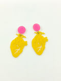 Pendientes Corazón anatómico amarillo