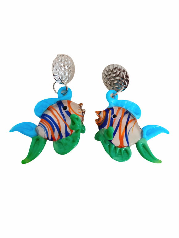Pendientes de vidrio Peces multicolor