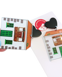 Pendientes Casas canarias y corazones
