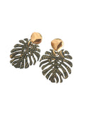 Pendientes Monstera deliciosa pequeña marrón