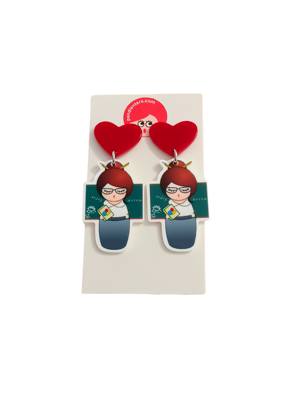 Pendientes Kokeshi profesora