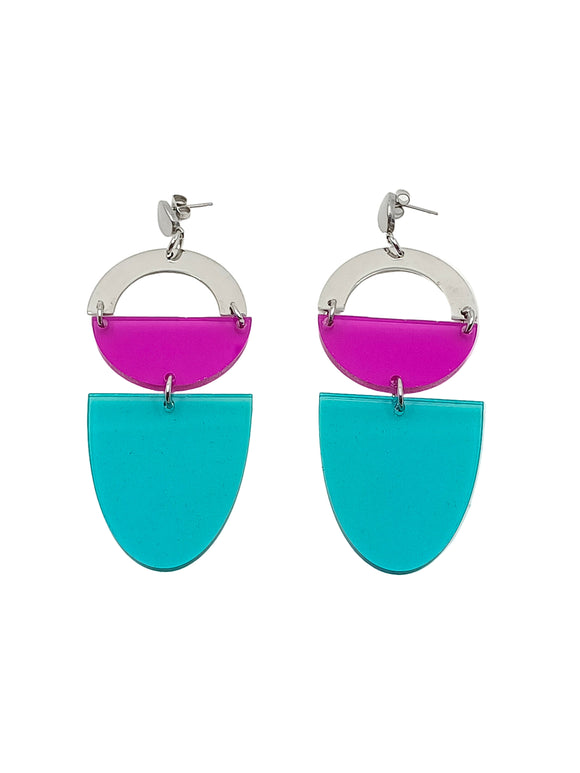 Pendientes Lúmina Turquesa y Magenta