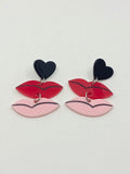 Pendientes Besos rojos y rosas