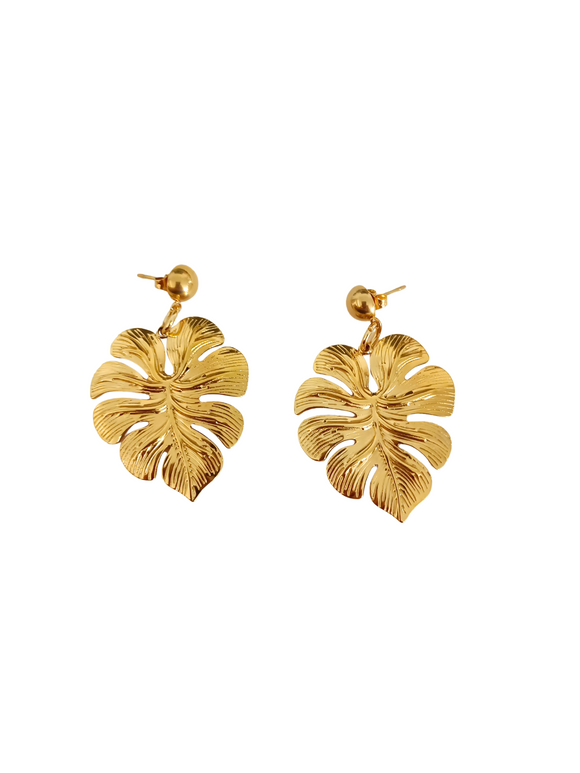 Pendientes Hojas monstera deliciosa doradas