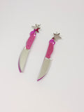 Pendientes Cuchillos espejo rosa