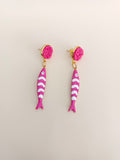 Pendientes Peces de rayas rosas