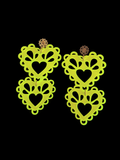 Pendientes maxi Corazones mexicanos neón amarillo