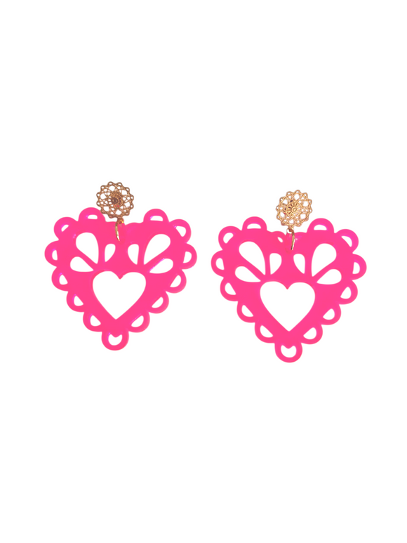 Pendientes Corazones mexicanos neón