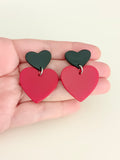 Pendientes Corazones rojos y negros