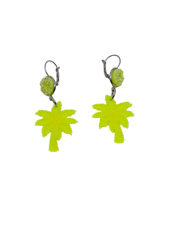 Pendientes Palmeras neón amarillo