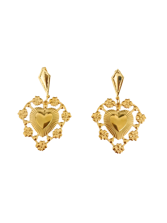 Pendientes Sagrado Corazón dorado