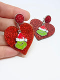 Pendientes corazones Grinch