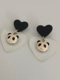 Pendientes Osos pandas y corazones transparentes